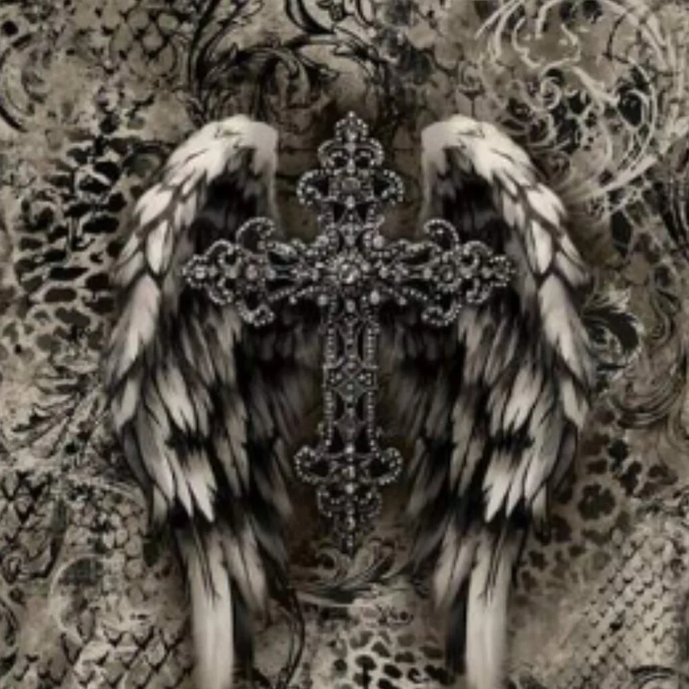 Angel Wing Cross Print Shopping Tote NWT